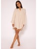 SASSYCLASSY Oversize Musselin Bluse in Beige