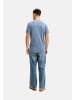 Jack & Jones T-Shirt 'JJESPLIT NECK TEE' in blau-meliert