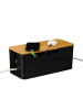 relaxdays Kabelbox in Schwarz/ Natur - (B)31 x (H)13 x (T)14 cm