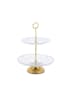 relaxdays Etagere in Transparent/ Gold - (H)30 x Ø 23 cm