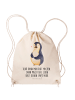 Mr. & Mrs. Panda Gym-Tasche Pinguin Diät mit Spruch in Creme