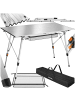 tectake Aluminium Campingtisch Bastian 120 x 70,5 x 58 – 79 cm, silber
