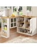 ABRIHOME Bartisch in Weiß - drehbarer Sideboardschrank mit Regalen und Glas