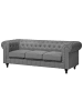 Beliani 3-Sitzer Sofa CHESTERFIELD in Grau/Braun - (W) 222 x (H) 78 x (L) 85 cm