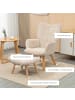 HOMCOM Ohrensessel mit Hocker in Beige 72L x 80B x 101H cm