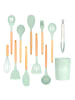 Intirilife 12-teiliges Küchenutensilien Set mit Zange Schneebesen in Mint Grün