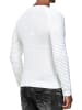 Rusty Neal Schwerer Biker Grobstrick Rundhals-Pullover in Weiß