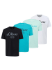 s.Oliver T-Shirt 4er Pack in Weiß/Türkis/Türkis/Schwarz