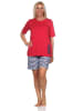 NORMANN Kurzarm Pyjama Schlafanzug Shorty Maritimer Look in rot