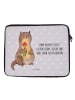 Mr. & Mrs. Panda Laptop Tasche Otter Blumenstrauß mit Spruch in Grau Pastell