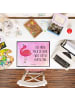 Mr. & Mrs. Panda Schreibtischunterlage Flamingo Stolz mit Spruch in Aquarell Pink