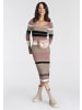 Laura Scott Strickkleid in beige-rosa-gestreift