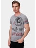 Rusty Neal Vintage Biker T-Shirt Oil Wash mit Raw Edge & Front- und Backprint in Anthrazit