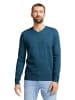 Tom Tailor Feinstrick Pullover Langarm Basic Sweater V-Neck Jumper in Blau