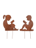 UNUS 2er Set Gartenstecker Rost Junge und Mädchen in Braun