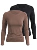 Nina von C. 2er Pack Langarm Shirt in noisette-schwarz