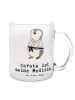 Mr. & Mrs. Panda Teetasse Glas Pinguin Karate mit Spruch in Transparent