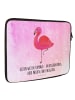 Mr. & Mrs. Panda Laptop Hülle Flamingo Classic mit Spruch in Aquarell Pink