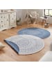 NORTHRUGS Wendeteppich Rund Porto Creme Blau In- & Outdoor