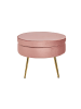 SalesFever Polsterhocker rund mit goldfarbenem Chromgestell und Samtbezug in Rose
