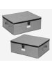 relaxdays 2 x Aufbewahrungsbox für Geschirr "Tassen" in Grau - (B)41,5 x (H)17 x (T)34 cm