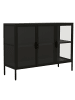 VCM  Stahl Glas Vitrine Sideboard Kommode Floka L in Schwarz