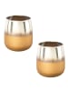 Creativ home 2er Set: Windlicht aus Glas in gold-silber