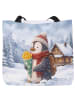Mr. & Mrs. Panda Tasche Pinguin Winter Pommes Design ohne Spruch in Weiß