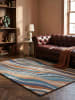 KADIMA DESIGN Teppich Wolle Handgetuftet DERWENT Wellen Muster Wohnzimmer in Multicolor-Blau