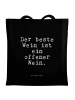 Mr. & Mrs. Panda Tote Bag Der beste Wein ist... mit Spruch in Schwarz