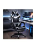 Wisam® Gaming Stuhl Drehbar Fußstütze Schwarz Weiß