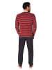 NORMANN Frottee Schlafanzug lang Pyjama RingelMuster - 82395 in rot