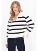 DreiMaster Women Sweater in offwhite dark navy