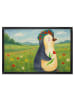 Mr. & Mrs. Panda Eingangsteppich Pinguin Blumen Design ohne Spruch in Weiß