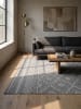 KADIMA DESIGN Wetterfester Flachwebteppich mit Ethno-Rautenmuster und Bordüre in Grau