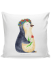 Mr. & Mrs. Panda Dekokissen Sofa Pinguin Blumen ohne Spruch in Weiß