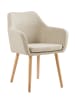 SalesFever Esszimmerstuhl mit Armlehnen Eichenholzgestell und Strukturstoff in Beige