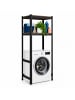 relaxdays Waschmaschinenregal in Schwarz/ Braun - (B)70 x (H)150 x (T)40 cm