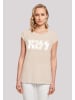 F4NT4STIC Extended Shoulder T-Shirt Kiss Rock Band Vintage Logo in Whitesand