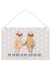 Mr. & Mrs. Panda Deko Schild Faultier Pärchen mit Spruch in Grau Pastell