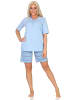 NORMANN kurzarm Schlafanzug Shorty Pyjama Ethnolook in blau