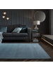 KADIMA DESIGN Wollteppich Uni-Design mit Bordüre, rutschfest, 100% Wolle Teppich in Blau