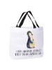 Mr. & Mrs. Panda City-Shopper Pinguin Blumen mit Spruch in Weiß