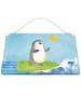 Mr. & Mrs. Panda holzbild Pinguin Surfer ohne Spruch in Eisblau