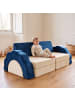 relaxdays 10tlg. Kinder-Spielsofa Set "Samt" in Blau/ Beige - (B)150 x (H)47 x (T)65 cm