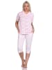 NORMANN Kurzarm Schlafanzug Caprihose Herz - 78868 in rosa