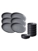 12er Set Frühstücksset Jasper in Schwarz