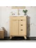 ABRIHOME Waschbeckenunterschrank in Holzton 61 cm mit Wellenoptik 3 Schubladen