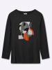 sheego Langarmshirt in schwarz-silberfarben-bedruckt