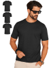 DAILY COTTON T-Shirt - BASETEEO 3er Pack Rundhals O-Neck in Schwarz